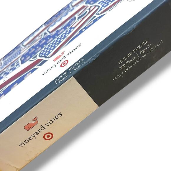 Vineyard Vines Jigsaw Puzzle 300 Pieces Patriotic Flag Whale Summer Vacation - Picture 2 of 9
